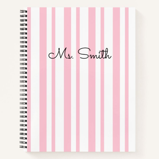 Joli cahier rayé pastel rose motif (Devant)