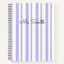 Joli cahier violet à motif rayé pastel
