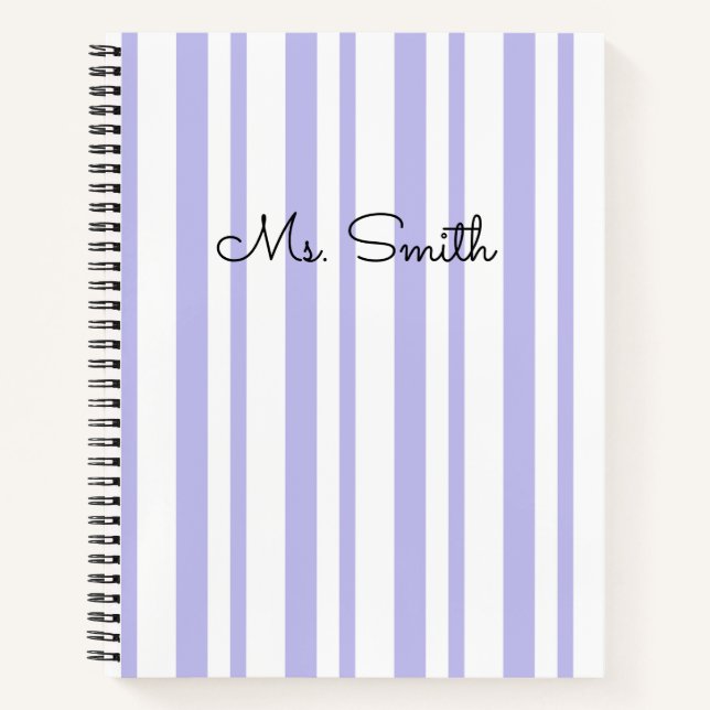 Joli cahier violet à motif rayé pastel (Devant)