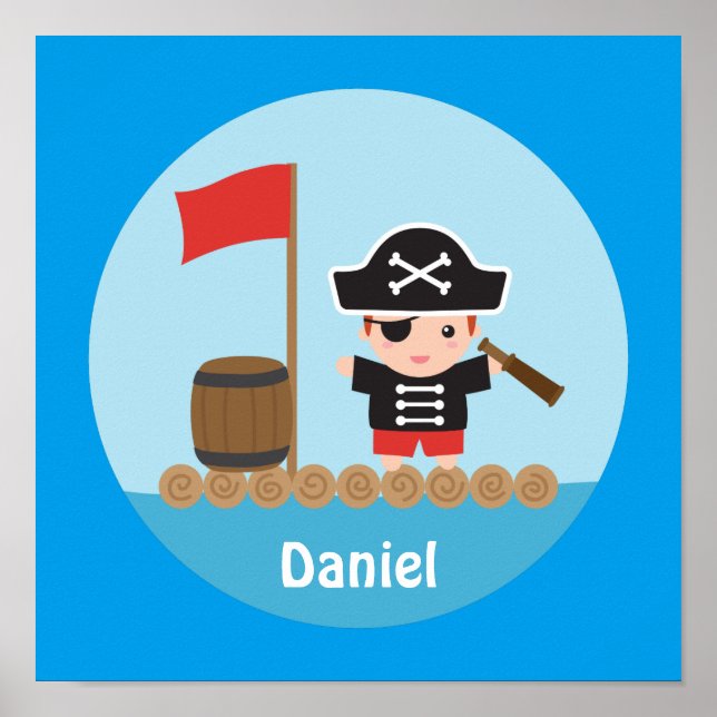 Joli capitaine pirate océan radeau décoration cham (Devant)