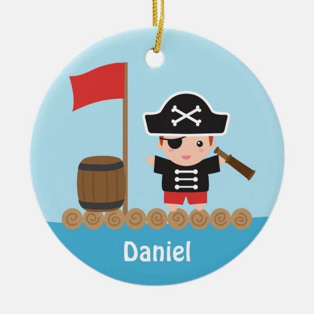 Joli capitaine pirate océan radeau décoration cham (Devant)