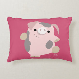 Joli caricature Dancing Pig Accent Coussin