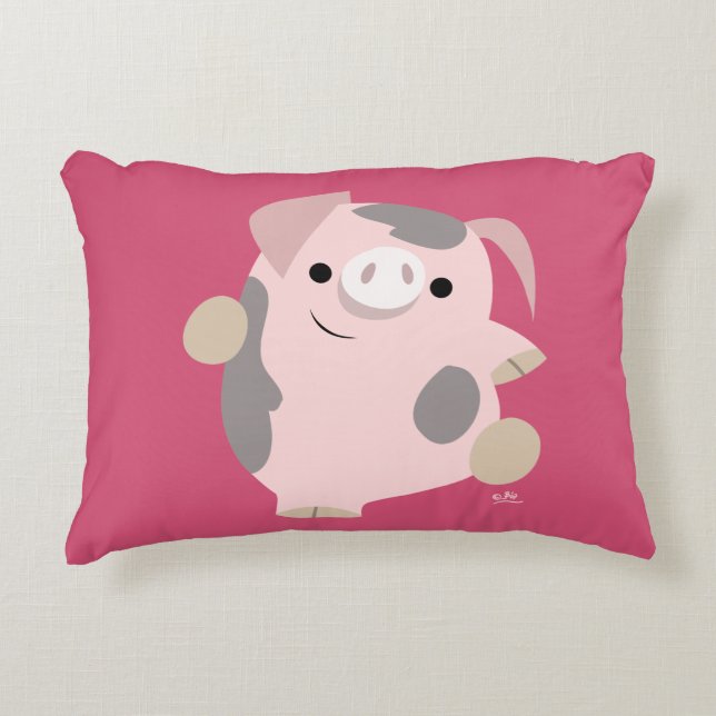 Joli caricature Dancing Pig Accent Coussin (Devant)