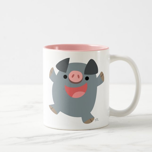 Joli caricature de cochon rebondi Mug (Droit)