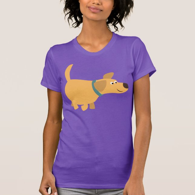 Joli caricature T-shirt femme Labrador Jaune (Devant)