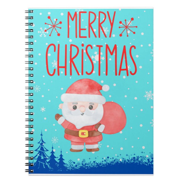 Joli Carnet bleu de Little Père Noël (Devant)