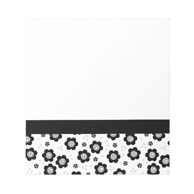 Joli Carnet de fleurs blanches noires (Devant)