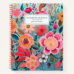 Joli Carnet de spirale botanique à motifs floraux