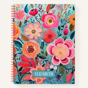 Joli Carnet de spirale botanique à motifs floraux