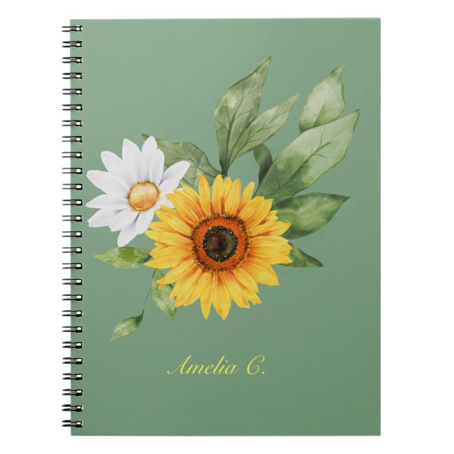 Joli Carnet de tournesol et marguerite (Devant)