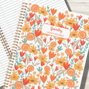 Joli Carnet Floral de retour à l'école avec sujet