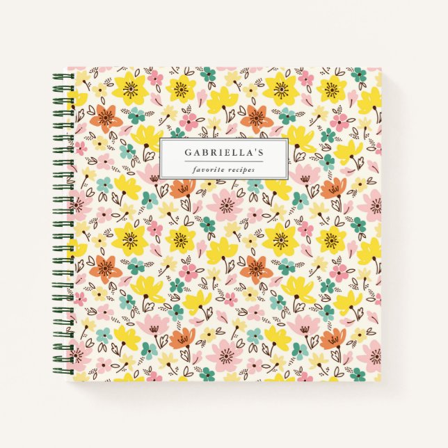 Joli Carnet Floral Personnalisé Recette (Devant)