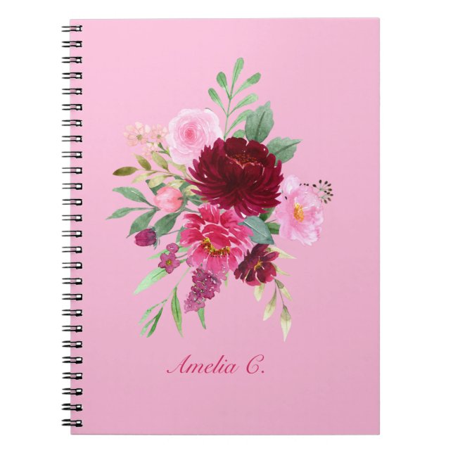 Joli Carnet Floral rose Fille (Devant)