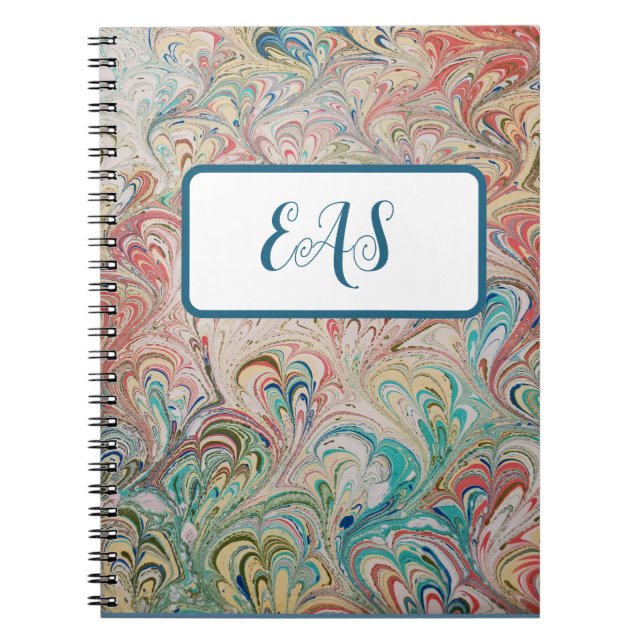 Joli Carnet marbré avec Monogramme (Devant)