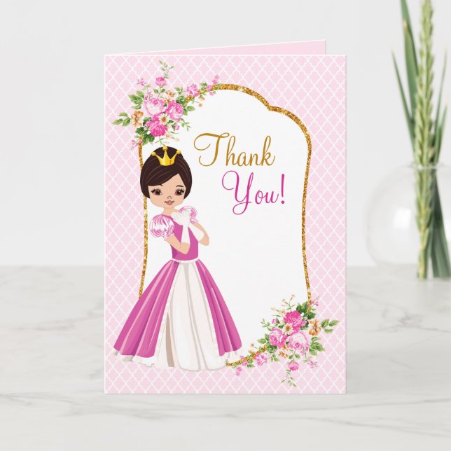 Joli carte de remerciements de princesse Birthday (Devant)