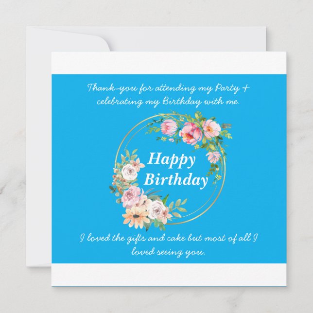 Joli Carte de remerciements plat à fleurs roses (Devant)