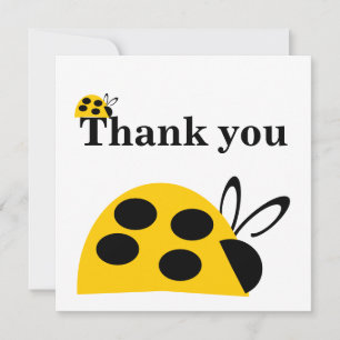 Joli Carte de remerciements plat de Ladybug jaune