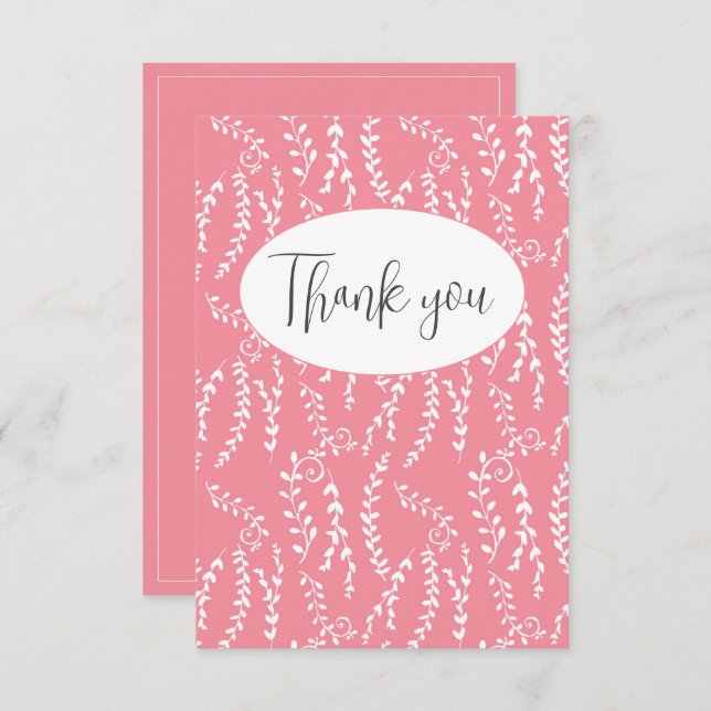 Joli Carte de remerciements Plat Rose (Devant / Derrière)