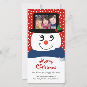 Joli Carte photo Noël Snowman
