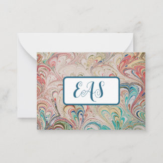 Joli Cartes pour notes en papier marbré avec Monog