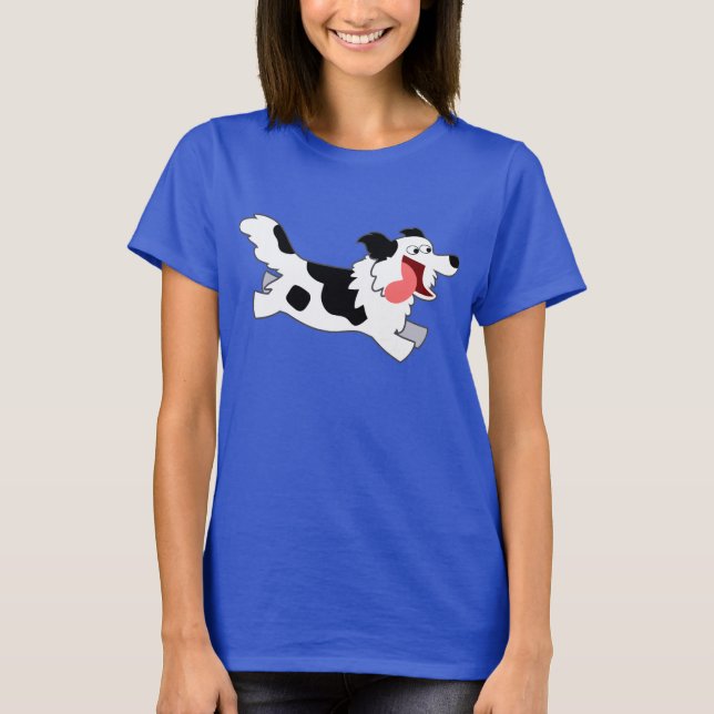 Joli Cartoon Bordure Collie Femme T-shirt (Devant)