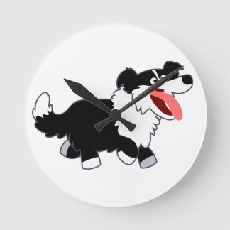 Joli Cartoon Bordure Collie Horloge murale