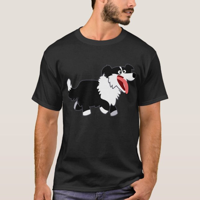 Joli Cartoon Bordure Collie T-Shirt (Devant)