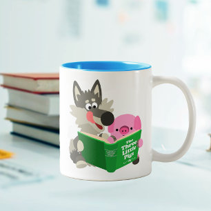 Joli Cartoon Cochon Et Loup Lire Ensemble Mug