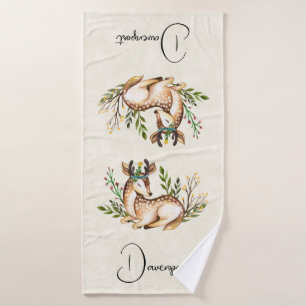 Joli Cerf Aquarellé Posé En Bas Boho