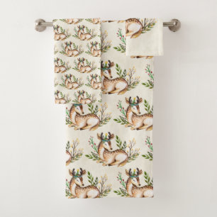 Joli Cerf Aquarellé Posé sur le Motif Boho
