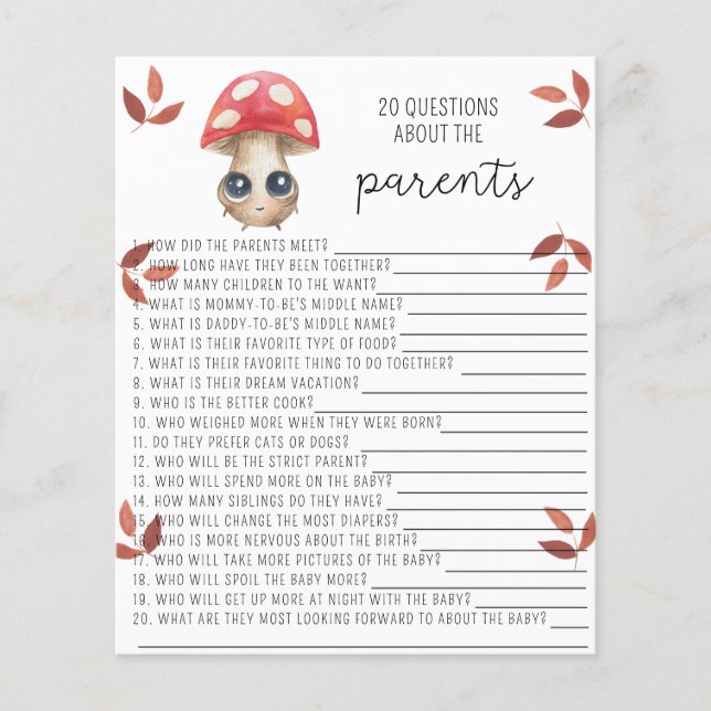 Joli champignon - 20 Questions sur les Parents (Devant)