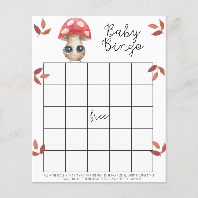Joli champignon - Jeu de bingo pour baby shower (Devant)