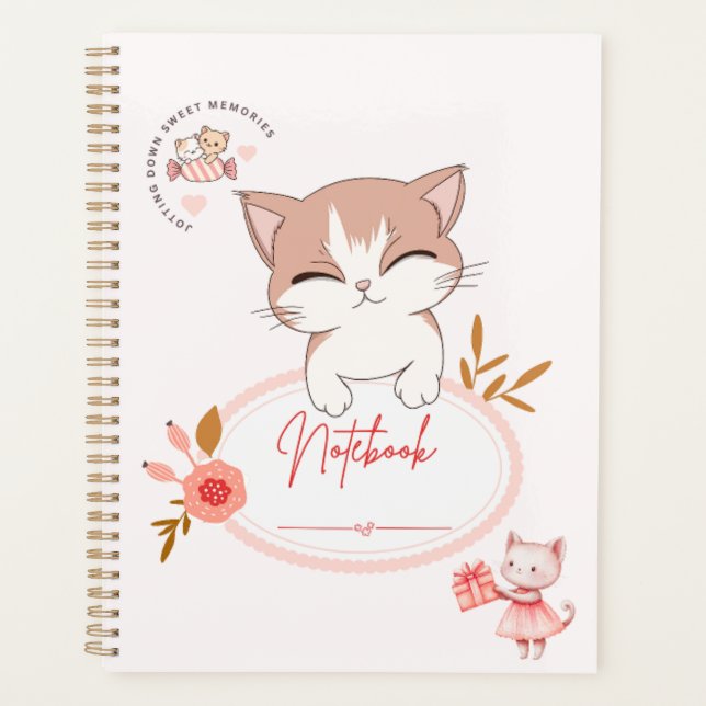 Joli chat à faire avec des cahiers de notes (Devant)
