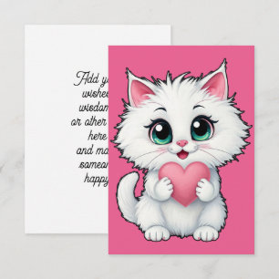 Joli Chat Blanc Tenant Un Cœur 1
