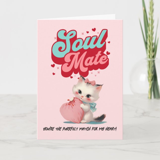 Joli Chat dans une Carte de la Saint-Valentin (Devant)