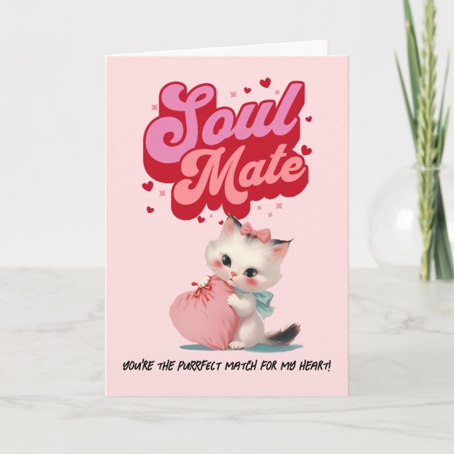 Joli Chat dans une Carte de la Saint-Valentin (Devant)