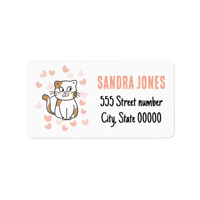 Joli chat étiquette de adresse (Devant)