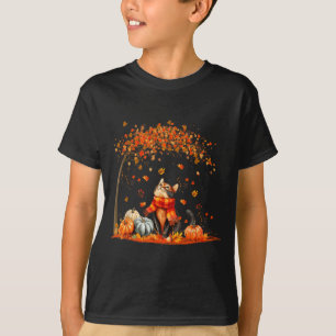 Joli Chat Feuille Automne T-shirt pour Amateurs de