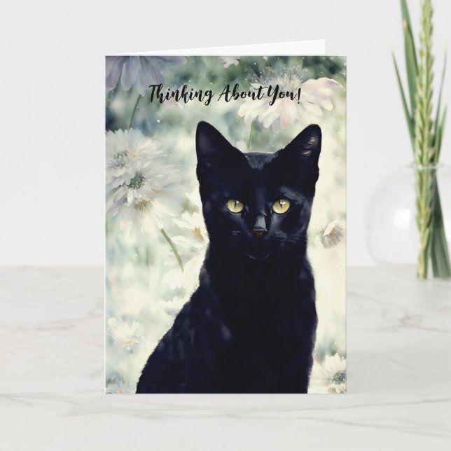 Joli Chat Noir Concerné Penser À Votre Carte (Devant)
