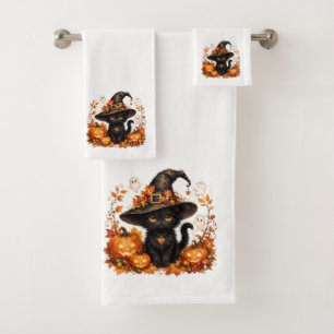 Joli chat noir et citrouille d'Halloween vintage