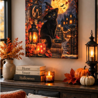 Joli Chat Noir Halloween Toile Murale