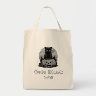 Joli Chat Noir Sur Sac Halloween Citrouille, Épouv