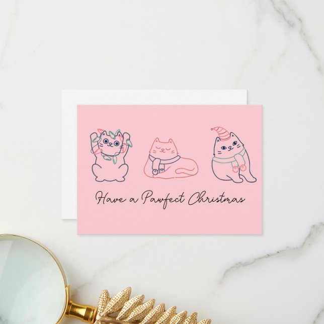 Joli Chat Rose Noël Merci (Devant/Arrière en situation)