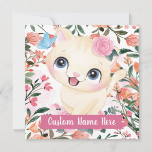 Joli Chat Roses Roses Blush Fleurs Nom Personnalis