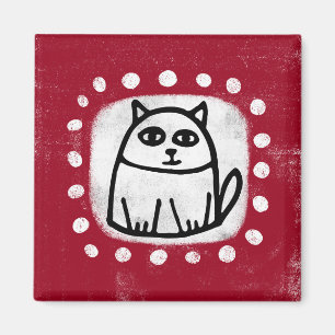 Joli Chat Sur Aimant De Réfrigérateur Rouge