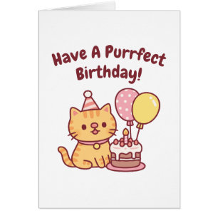 Joli Chat Tigre Avec Gâteau Anniversaire Parfait D