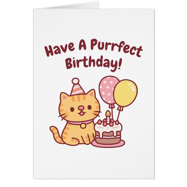 Joli Chat Tigre Avec Gâteau Anniversaire Parfait D (Devant)