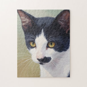 Joli chat Tuxedo Chat noir et blanc Puzzle Art