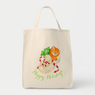 joli chaton dormant Noël Joyeux sac de vacances