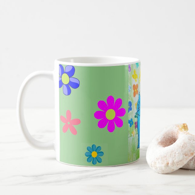 Joli chatte à fleurs tasse (Avec donut)